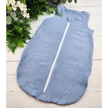 Zavinovačka Kulišárny Lehký mušelínový spací pytel pro miminko - POWDER BLUE Věk v měsících: 0 - 6 měsíců : 65cm