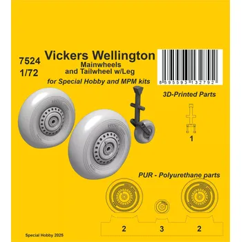 Plastikový model CMK 1/72 Vickers Wellington Mainwheels&Tailwheel w/leg
