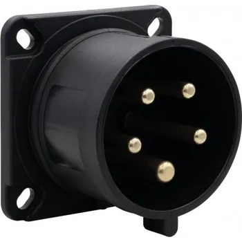 Elektrická zásuvka Přívodka vestavná 32A 5 kolík, přímá - černá