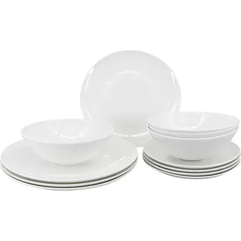 Talíř by inspire 12dílná porcelánová jídelní sada Luna – bílá, kulatý tvar