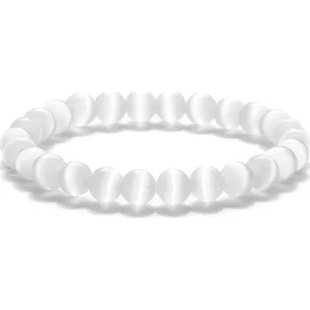 Náramek Náramek z tygřího oka a lávového kamene | pánský náramek, korálkový náramek - Bílé kočičí oko