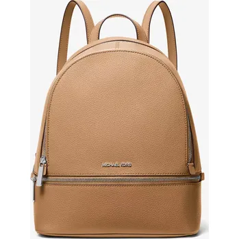 Městský batoh MICHAEL KORS dámský kožený batoh Rhea hnědý se stříbrný logem