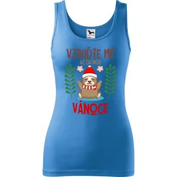 DOBRÝ TRIKO Dámské tílko s potiskem Vzbuďte mě Velikost: XS, Barva: Azurově modrá