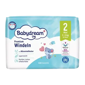 jednorázová plena Babydream Jednorázové plenky Premium Mini 3 - 6 kg, vel. 2 36 ks 36 ks