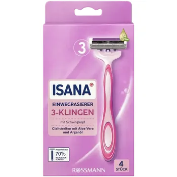 Holítko ISANA Dámský jednorázový holicí strojek s oscilační hlavou 3 břity 4 ks