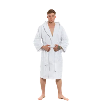 Pánský župan Pánský bavlněný župan s kapucí, Bílá M