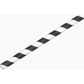 Jednorázové nádobí ECOFOL Brčka koktejlová papírová JUMBO černo-bílé proužky 150 x Ø8mm (100ks)