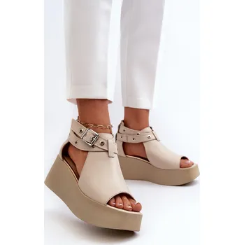 Dámské sandále Zazoo 1732 Kožené sandály na klíně Barva: Béžová, Velikost: 37