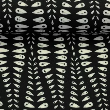 Viskoza Krémový vzor na černé (E) (Kvalitní viskoza z Německa)