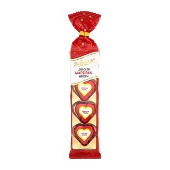 Sušené ovoce Das Exquisite Marcipánová srdíčka v hořké čokoládě 50 g