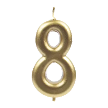 Jedlá dekorace na dort Alvarak Číselná svíčka zlatá 8