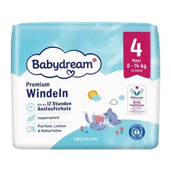 jednorázová plena Babydream Jednorázové plenky Premium Maxi 8 - 14 kg, vel. 4 40 ks 40 ks