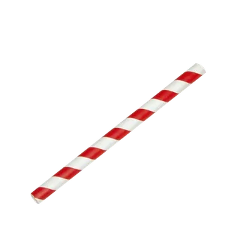 Jednorázové nádobí ECOFOL Brčka koktejlová papírová JUMBO červeno-bílé proužky 150 x Ø8mm (100ks)