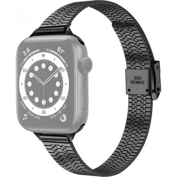 Řemínek na hodinky Tenký řemínek z nerezové oceli pro Apple Watch 42mm / 41mm / 40mm / 38mm - černý