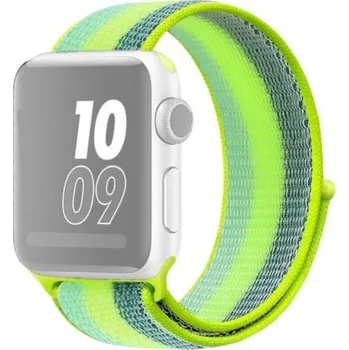 Řemínek na hodinky Nylonový řemínek s proužky pro Apple Watch 42mm / 41mm / 40mm / 38mm - neonově zelený