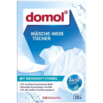Prací prášek Domol Ubrousky do pračky na bílé prádlo 20 ks