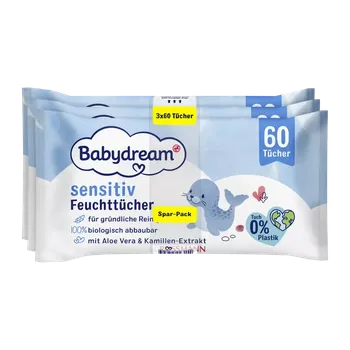 Hygienický ubrousek Babydream Vlhčené ubrousky s Aloe vera 180 ks 180 ks
