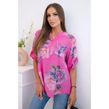 Dámská halenka Dámská bavlněná halenka s květinovým vzorem růžový UNI