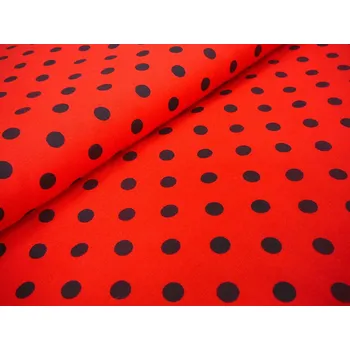 Galanterie Bavlněná česká látka šíře 160cm - černý puntík 4mm na červené (50cm)