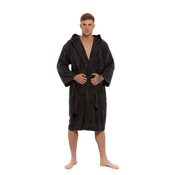 Pánský župan Interkontakt Pánský bavlněný župan s kapucí, Hořká čokoláda L