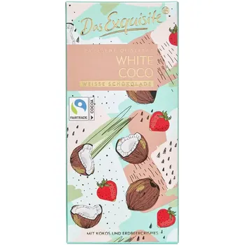Čokoláda Das Exquisite Bílá čokoláda s kokosem, jahodami a křupinkami 100 g