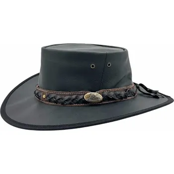 Klobouk Černý kožený klobouk z klokaní kůže - Nomad Jacaru (skládací) Velikost: 58cm (M/L)