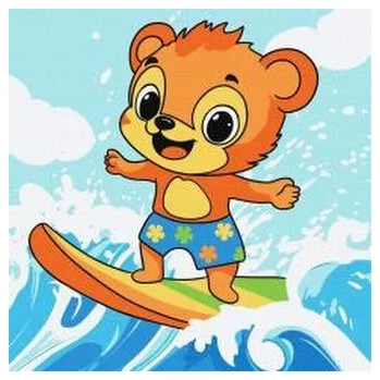 Set školních potřeb Malowanie po numerach - Lato.Niedźwiedź łapie falę