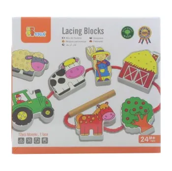 Dřevěná hračka Dřevěné navlékání - farma