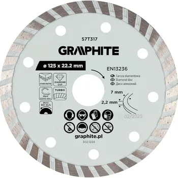 Řezný kotouč Graphite Diamantový řezný kotouč Turbo, 125 x 22,22 mm, suchý