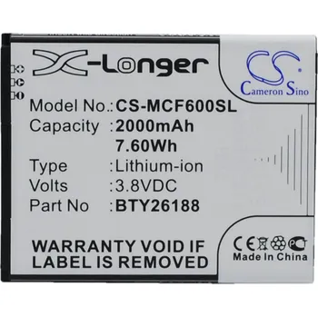 Baterie pro mobilní telefon Baterie Cameron Sino CS-MCF600SL, Li-Ion, 2000