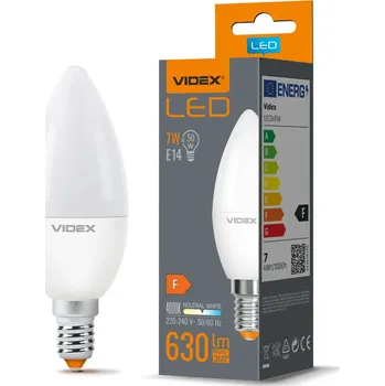 Žárovka LED žárovka LED E14 C37 svíčka 7W = 50W 630lm 4000K Neutrální 220° Videx