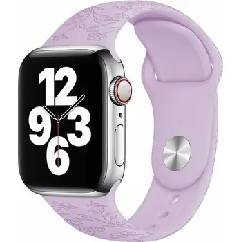 Řemínek na hodinky Silikonový řemínek se vzorem květin pro Apple Watch Ultra 49mm / 46mm / 45mm / 44mm / 42mm - pastelově fialový