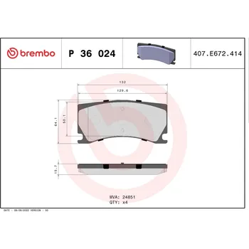Brzdová destička Sada brzdových destiček, kotoučová brzda BREMBO P 36 024