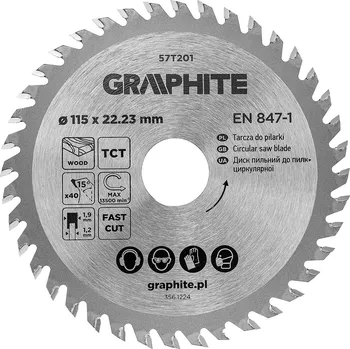 Pilový kotouč Graphite Pilový kotouč, widia, 115 x 22,23 mm, 40 zubů