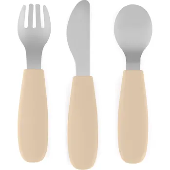 dětská jídelní sada PETITE&MARS Sada příborů z nerezové oceli Take&Match Desert Sand 12m+