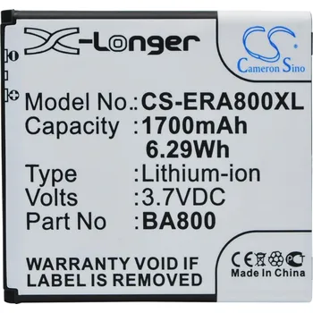 Baterie pro mobilní telefon Baterie Cameron Sino CS-ERA800XL, Li-Ion, 1700