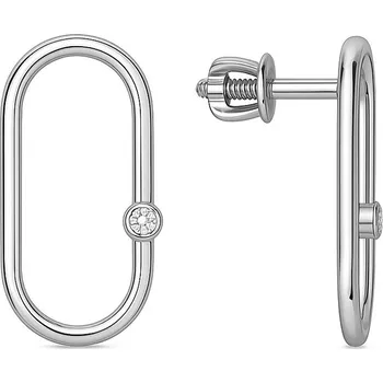 Náušnice Stříbrné náušnice oválné se zirkonem - šroubek