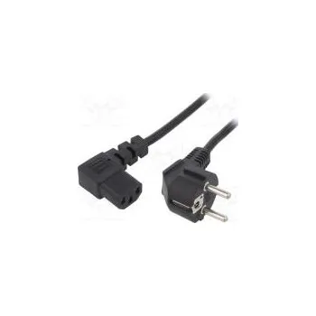 Napájecí kabel Kabel CEE 7/7 (E/F) úhlová vidlice,IEC C13 zásuvka 90° PVC