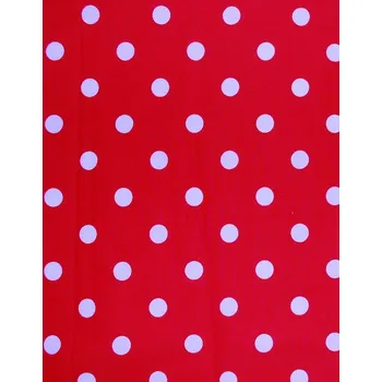 Bavlněná česká látka šíře 150cm - bílý puntík 17mm na červené (50cm)