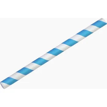 Jednorázové nádobí ECOFOL Brčka koktejlová papírová JUMBO modro-bílé proužky 150 x Ø8mm (100ks)