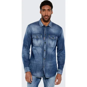 Pánská košile Pánská džínová košile DSQUARED2 S74DM0904 modrá Velikost: 52