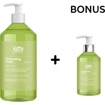 Vlasová regenerace AKCE: Shot Texturizing Mask - maska ​​pro vytvoření textury pro jemné a kudrnaté vlasy, 1000 ml + šampon/maska, 250 ml