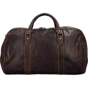 Kabelka Velká kožená cestovní taška Antoine Green Wood, tmavě hnědá