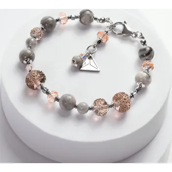 Náramek Lampglas Náramek Misty Earth z perel Lampglas a jaspisem