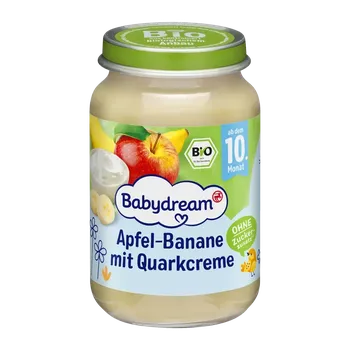 Dětská výživa Babydream BIO ovocné pyré jablko a banán s tvarohem 190 g