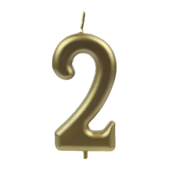 Jedlá dekorace na dort Alvarak Číselná svíčka zlatá 2