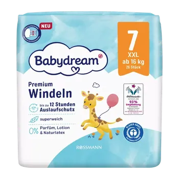 Plenkové kalhoty Babydream Pleny Premium XXL, 16+ kg, vel. 7 26 ks 26 ks