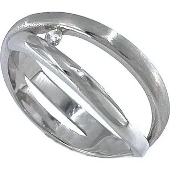 Prsten Stříbrný prsten křížený se zirkonem velikost prstenu 54