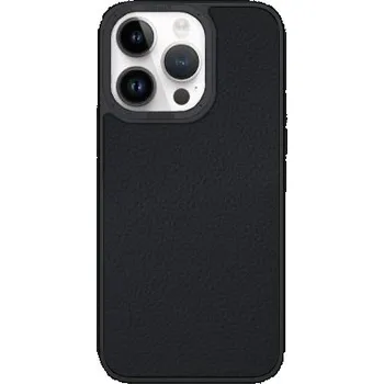 Pouzdro na mobilní telefon Kožený kryt s pokoveným rámečkem pro iPhone 14 Pro - černý