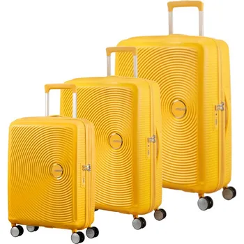 American Tourister Soundbox Sada 3 kufrů 55/67/77cm Žlutý rozšiřitelný